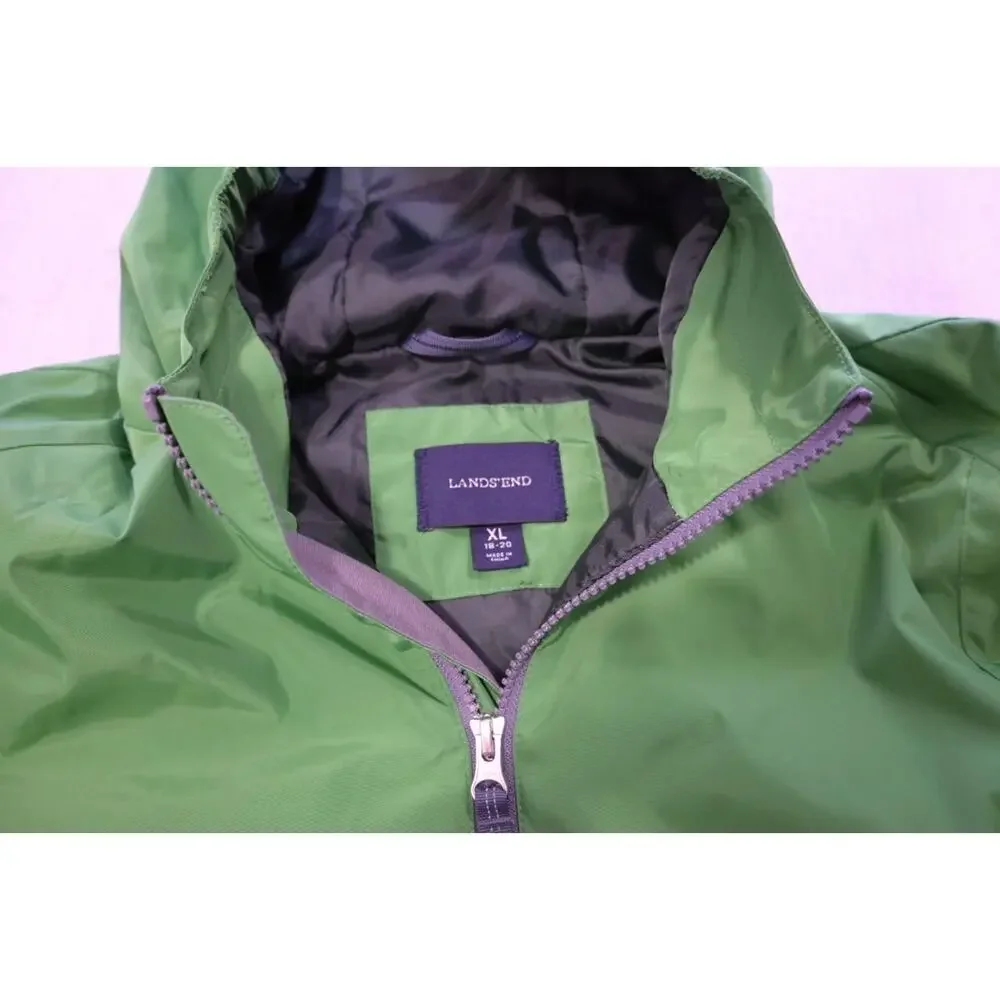 Lands End Winter Hoodie Jacket Green Insulated Boys Sz XL‎